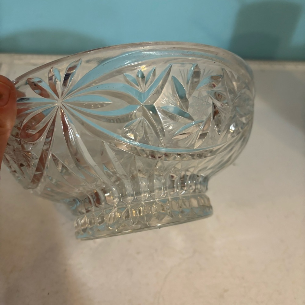 Vintage cut crystal bowl with octogram design